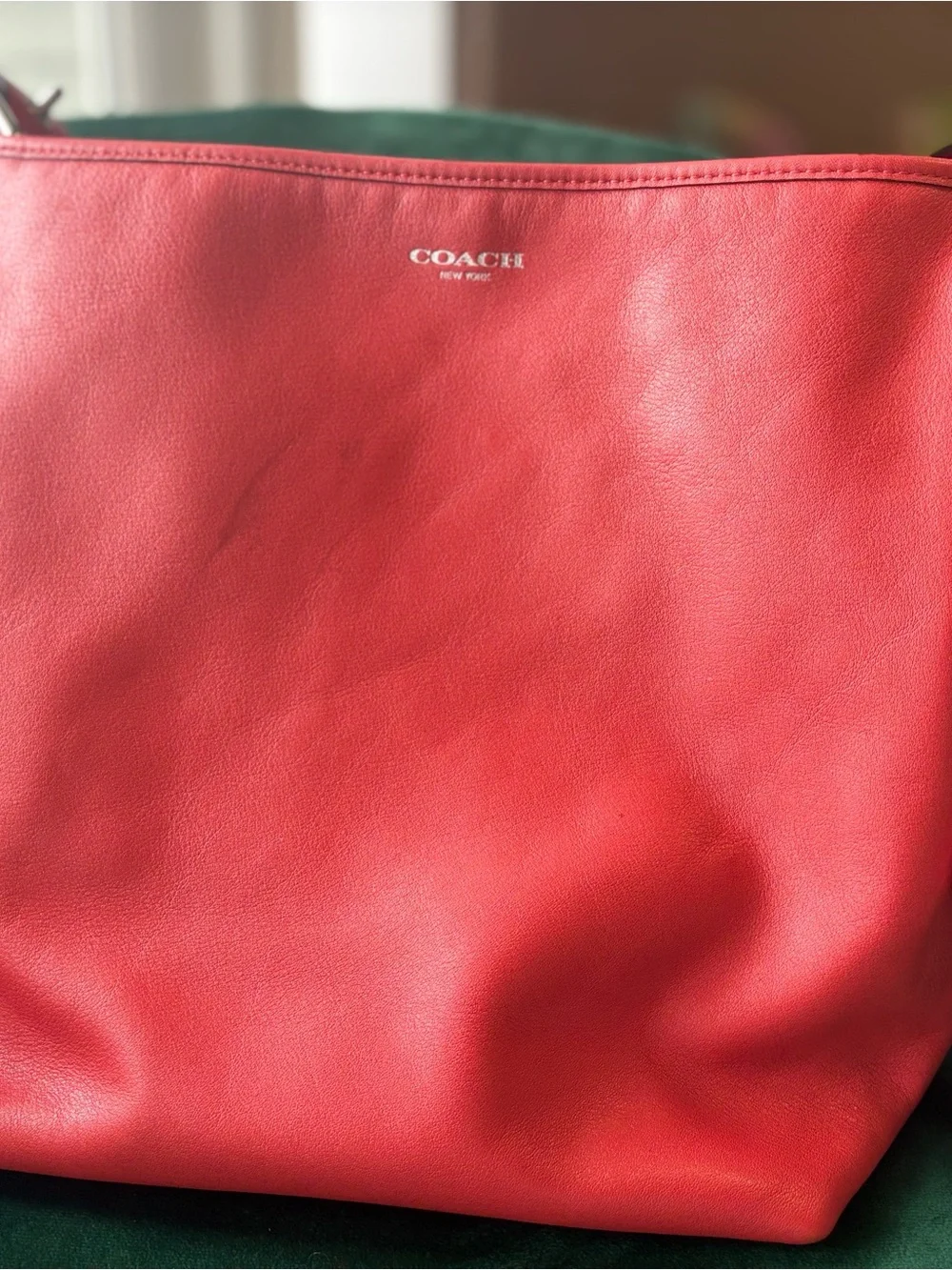 Coach Lexy Pebble Leather Shoulder Bag Red | Large Hobo Tote | Tassel